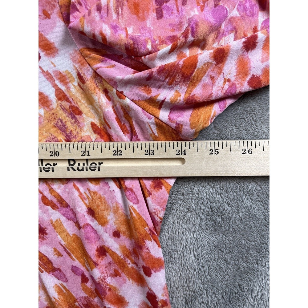 Susan Graver Top‎ Liquid Knit Sz 1X Pink White V-neck Minimalist Casual Normcore - Picture 4 of 6